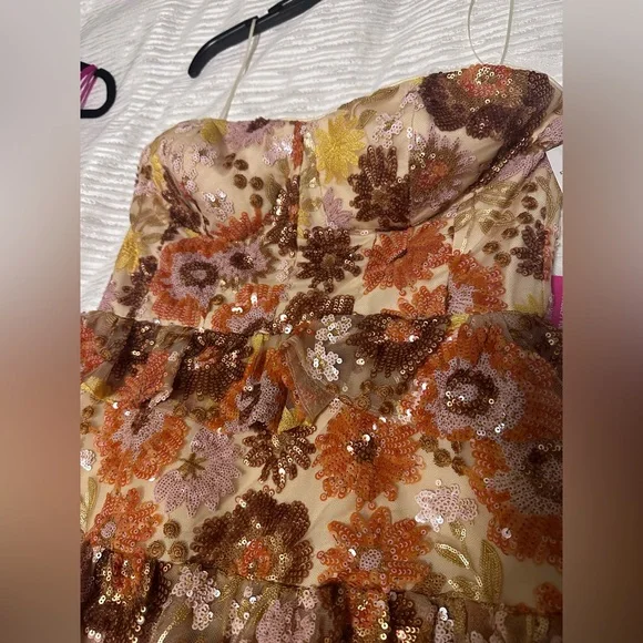 Dress the Population Multicolor Floral Strapless Gown - Picture 5 of 11